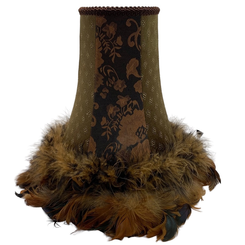 Feather Boa Velvet Browns Decorative Lamp Shade Hollywood Style